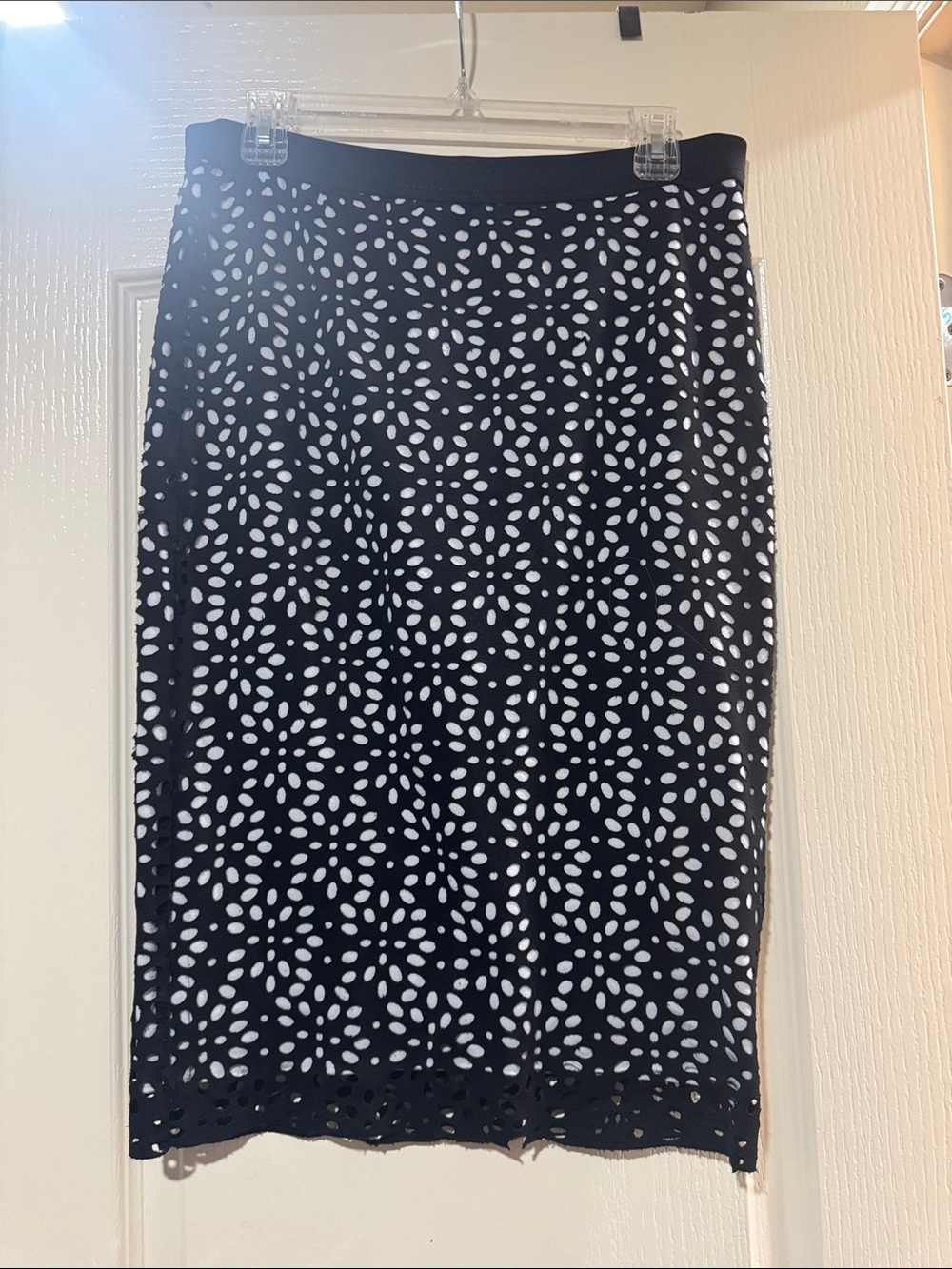 Buffalo David Bitton Black Pencil Skirt with White Spot Print